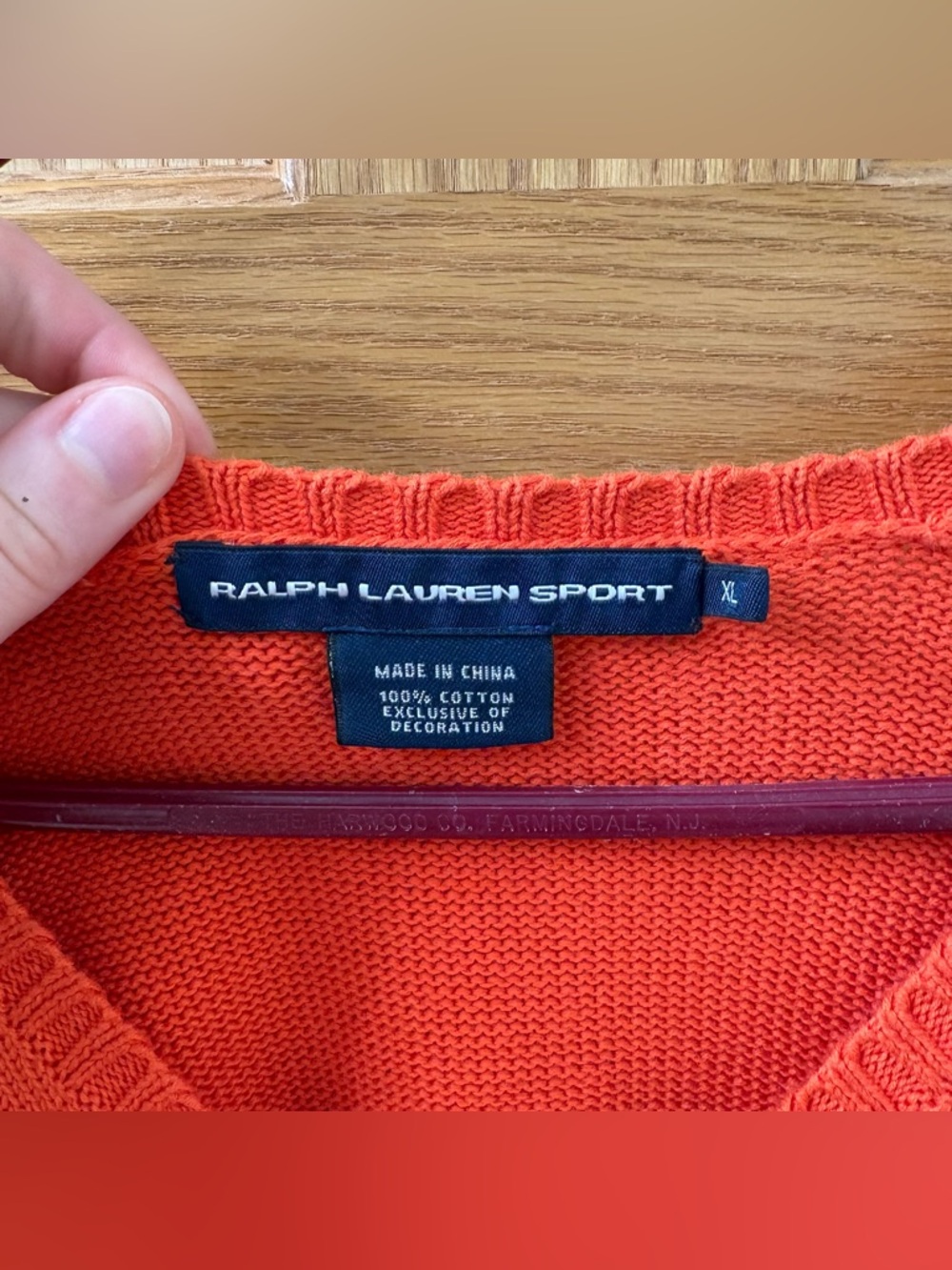 Orange Polo Ralph Lauren Sport V-neck Sweater 100% Cotton Size Women’s XL - Picture 6 of 6